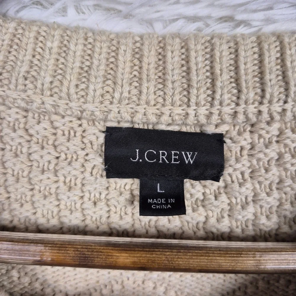 J.Crew Mens L Beige Combination Guernsey Stitch Sweater Fisherman Grandpa